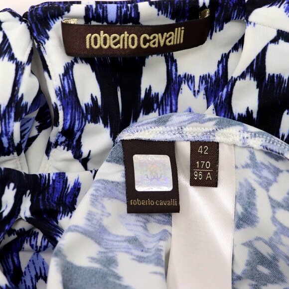Roberto Cavalli Size 42 - Fits like a Small Sleeveless Top Blue White - Picture 8 of 8